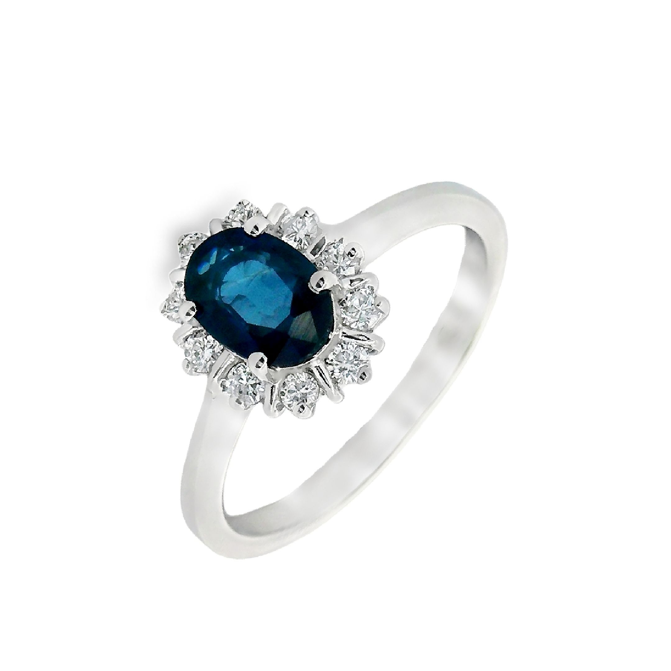 Deze ring van Louis Bros is vervaardigd uit 14 karaat witgoud (3.31 gr.) en is gezet met 10 briljant geslepen diamanten met een totaalgewicht van 0.25ct en 1 saffier 1.00ct. De ring heeft een diameter van 10. mm, minimale breedte van 1.5 mm. en een hoogte van 6.mm. In het hart van deze betoverende witgouden ring schittert een majestueuze blauwe saffier als een fonkelende ster aan de nachtelijke hemel. Met zijn diepe, serene kleur straalt de saffier rust en harmonie uit, terwijl het een gevoel van mysterie en verfijning oproept. Deze ring is niet alleen een symbool van tijdloze schoonheid en elegantie, maar ook van liefde en verbondenheid. Het is een belofte van eeuwige liefde en een herinnering aan de kostbaarheid van elk moment samen. Met zijn verfijnde design en schitterende edelstenen is deze witgouden ring met een blauwe saffier en diamanten een waar kunstwerk dat de ziel betovert en de harten van anderen steelt.
De ring is verkrijgbaar in meerdere afmetingen.